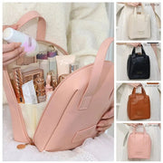 Shell Shape PU Leather Cosmetic Bag Waterproof Letter Makeup Pouch Bag