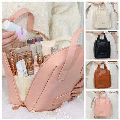 Shell Shape PU Leather Cosmetic Bag Waterproof Letter Makeup Pouch Bag