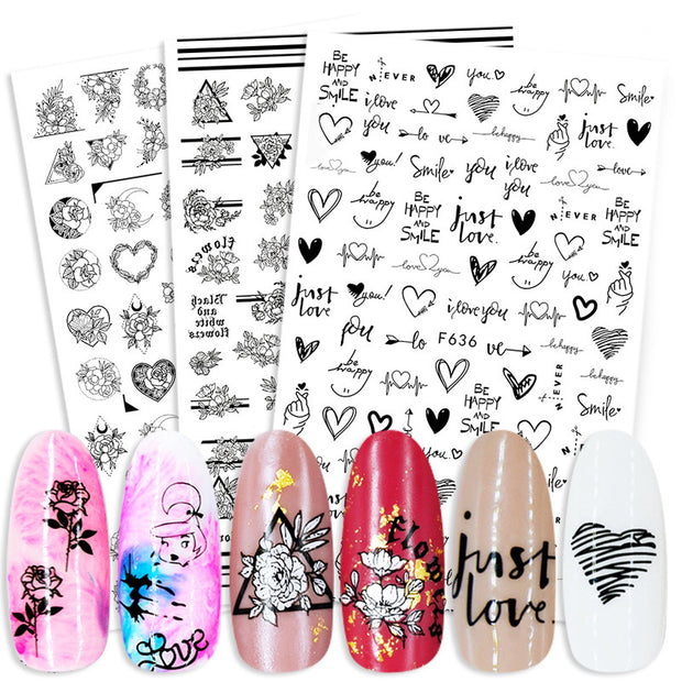 Summer Flowers and Love Adhesive Stickers Nail Art Stickers