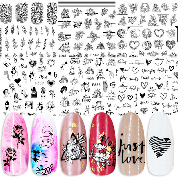 Summer Flowers and Love Adhesive Stickers Nail Art Stickers