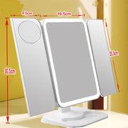 Trifold Makeup Mirror With Light 68 LED Vanity Mirrors 10X Magnifying