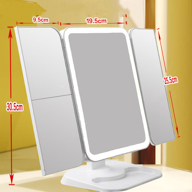 Trifold Makeup Mirror With Light 68 LED Vanity Mirrors 10X Magnifying