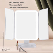 Trifold Makeup Mirror With Light 68 LED Vanity Mirrors 10X Magnifying
