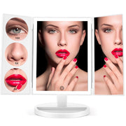 Trifold Makeup Mirror With Light 68 LED Vanity Mirrors 10X Magnifying