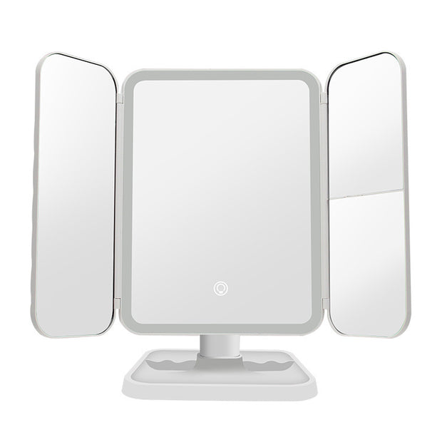 Trifold Makeup Mirror With Light 68 LED Vanity Mirrors 10X Magnifying