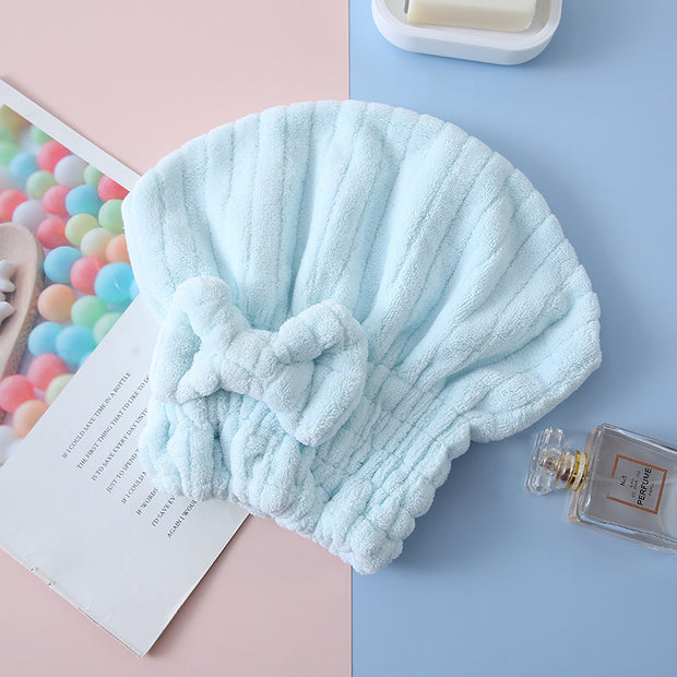 Coral Velvet Shell Absorbent Shower Cap Quick Dry Hair Cap Thickened Soft Dry Hair Towel