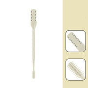 Portable toothbrush with soft bristles and ergonomic handle for effective cleaning.