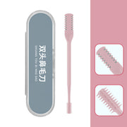 360° double head nose hair trimmer set with three brushes in a sleek storage case.