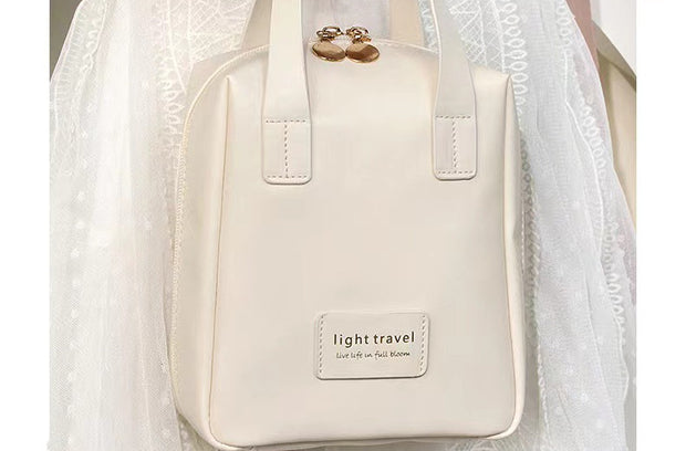 Shell Shape PU Leather Cosmetic Bag Waterproof Letter Makeup Pouch Bag