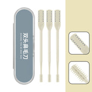 360° double head nose hair trimmer set with three brushes in a sleek storage case.