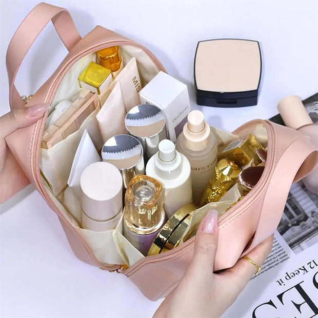 Shell Shape PU Leather Cosmetic Bag Waterproof Letter Makeup Pouch Bag