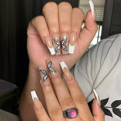 White French Butterfly Fake Nails Press On Nail Nail Stickers