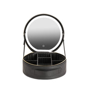 Round Smart LED Makeup Bag With Mirror Lights Women
