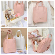 Shell Shape PU Leather Cosmetic Bag Waterproof Letter Makeup Pouch Bag