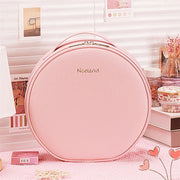 Round Smart LED Makeup Bag With Mirror Lights Women