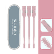 360° double head nose hair trimmer set with three brushes in a sleek storage case.