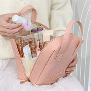 Shell Shape PU Leather Cosmetic Bag Waterproof Letter Makeup Pouch Bag